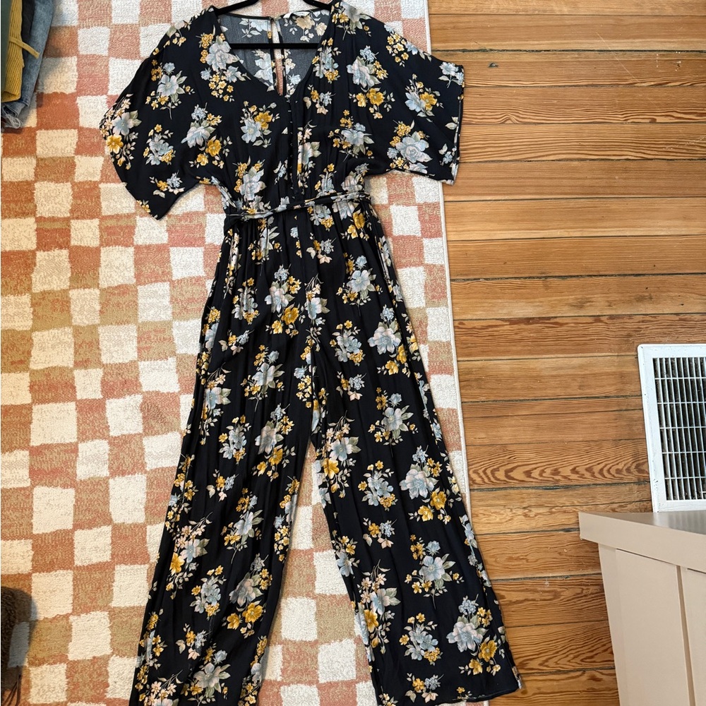 American Eagle Outfitters Black Floral Jumpsuit